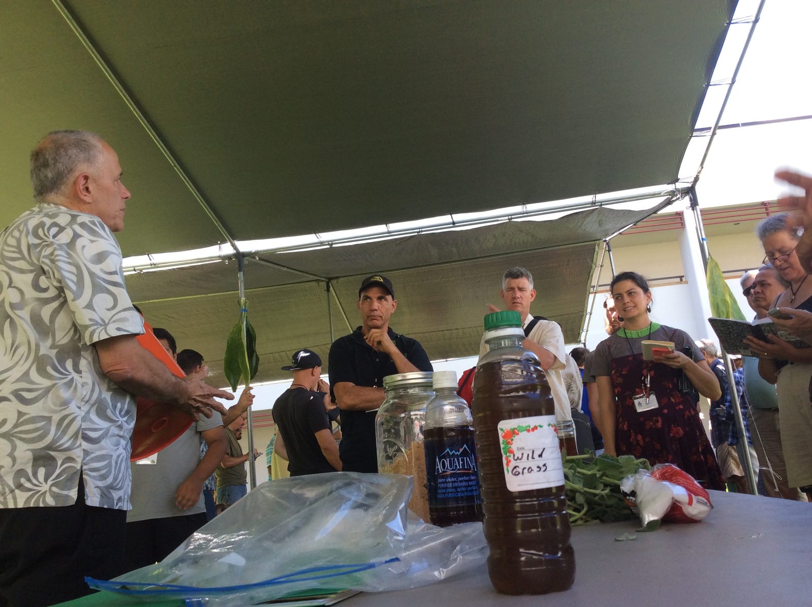 Richard Perea's table, with his "Wild Grass" ferment.