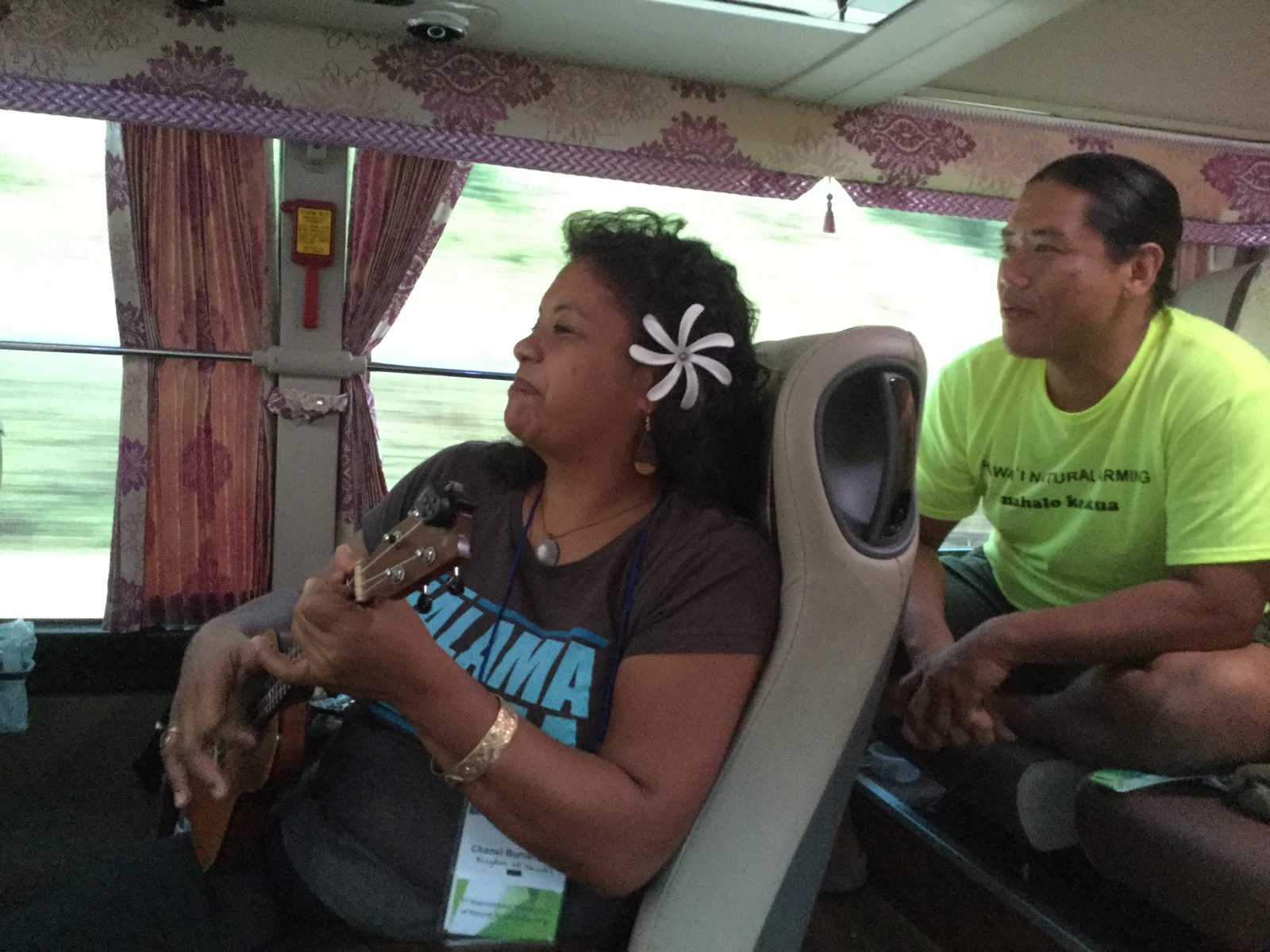 Music on the bus between farm visits.